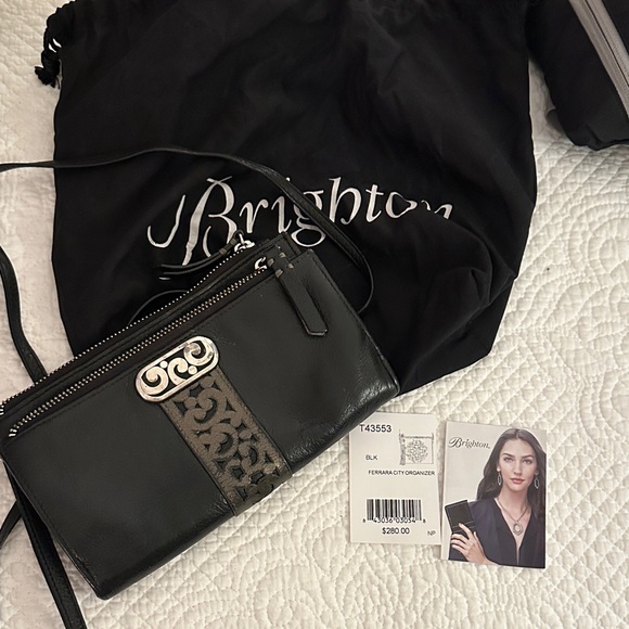 Brighton Black and Silver Ferrara City Organizer Crossbody Bag